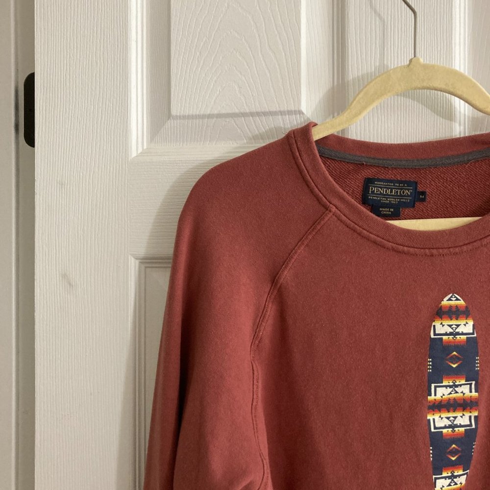Pendleton Rust Red Crewneck Sweatshirt with Aztec Graphic - Picture 3 of 5